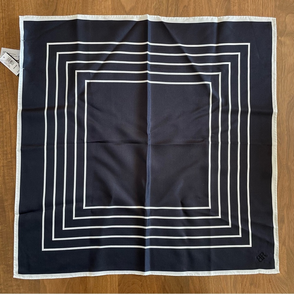 NWT Banana Republic Silk Scarf square geometric black ivory